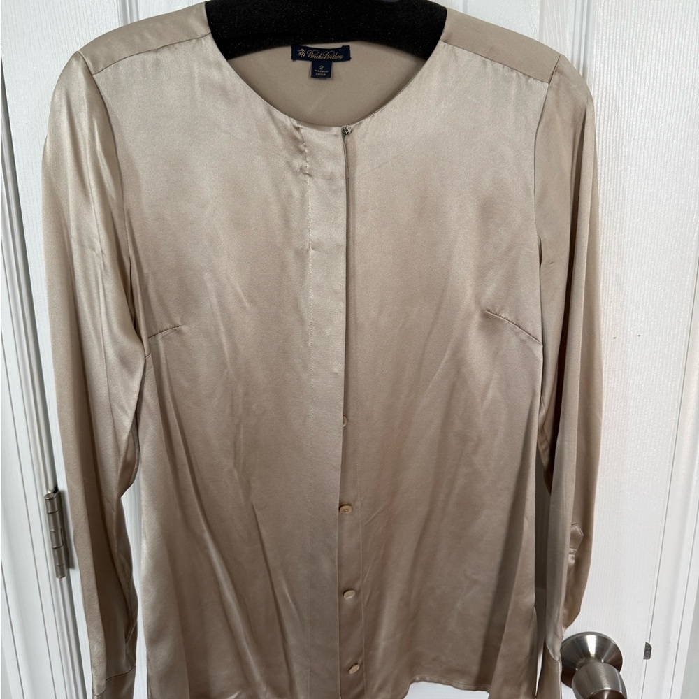 Brooks Brothers Satin Long-Sleeve Shirt - Tan/Beige